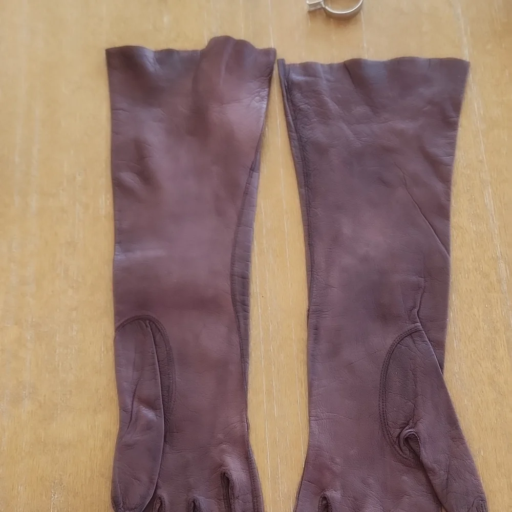 VINTAGE REAL KID LEATHER GLOVES.  MADE FOR A & S - Picture 10 of 12